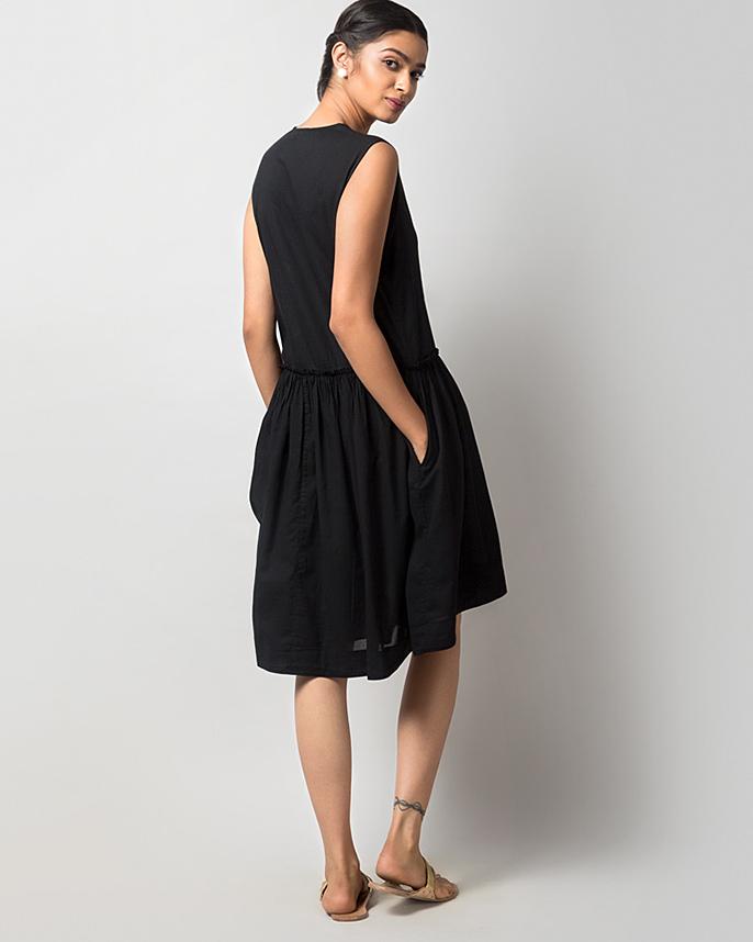 Sora Drop-Waist Dress - Black