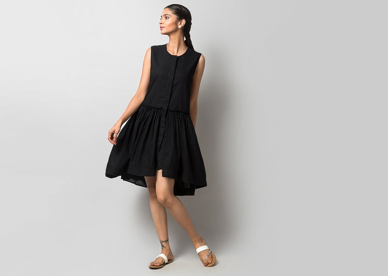 Sora Drop-Waist Dress - Black