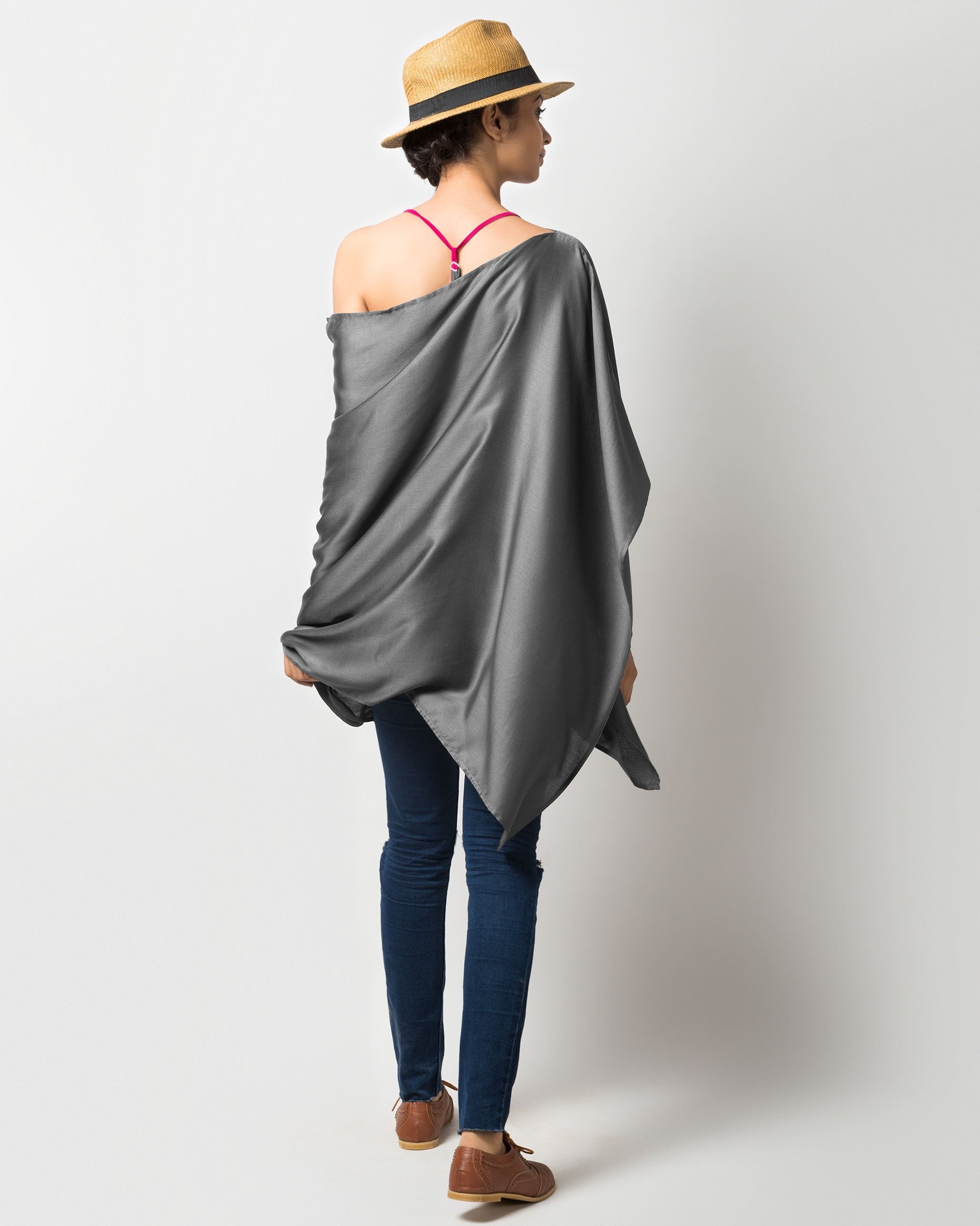 Waterfall Poncho - Charcoal