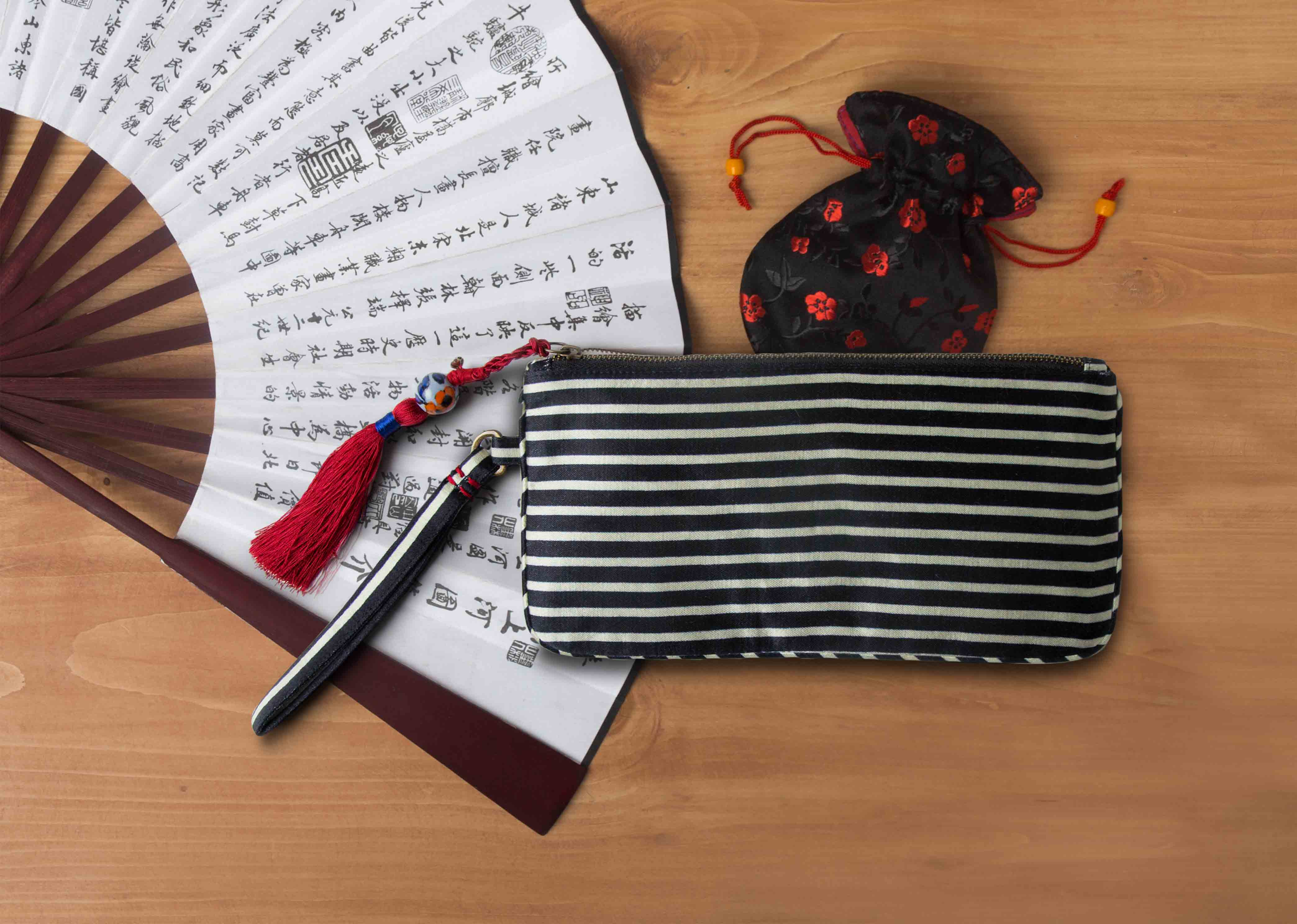 Stripes Pouch - Black & Ivory