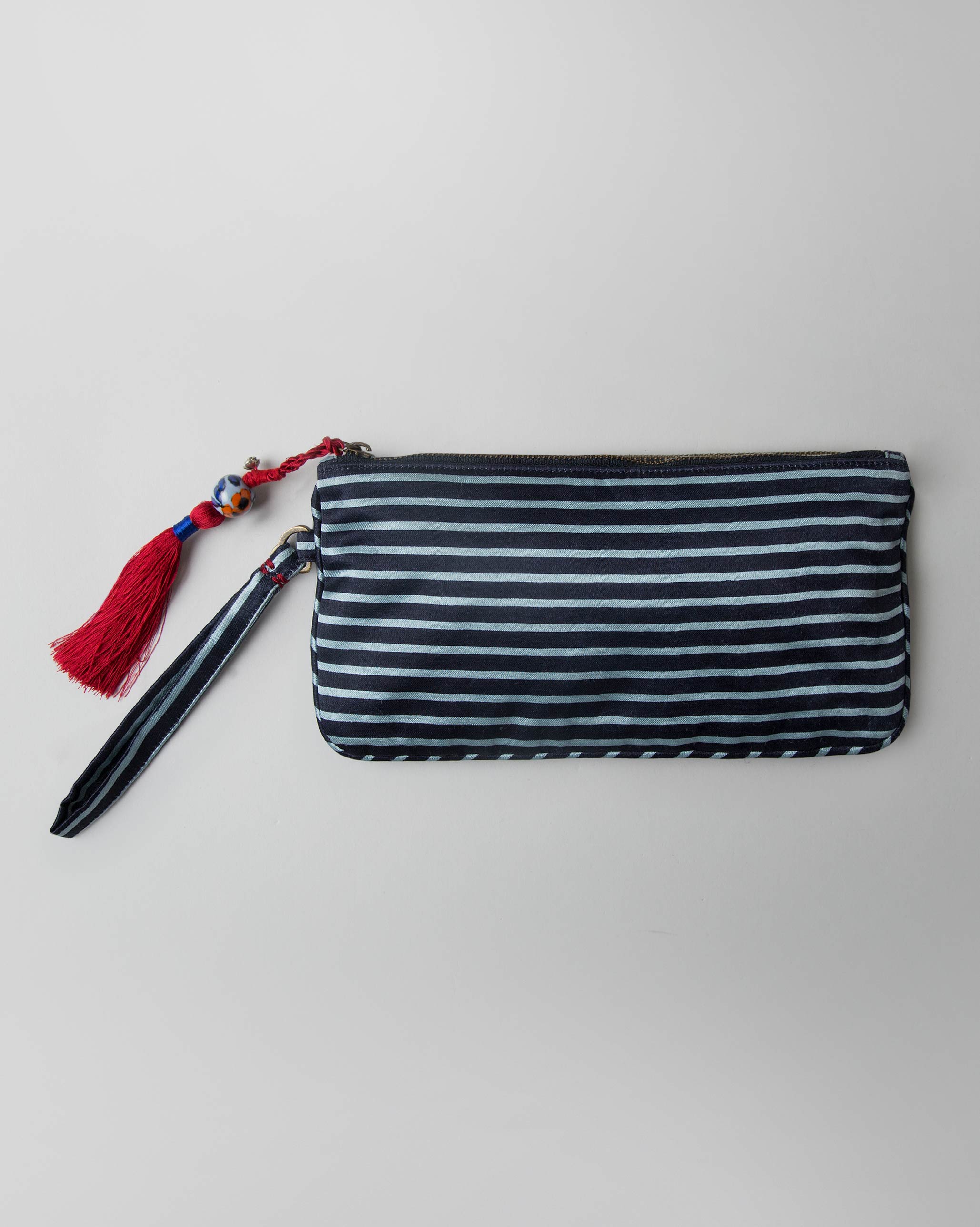 Stripes Pouch - Black & Aqua
