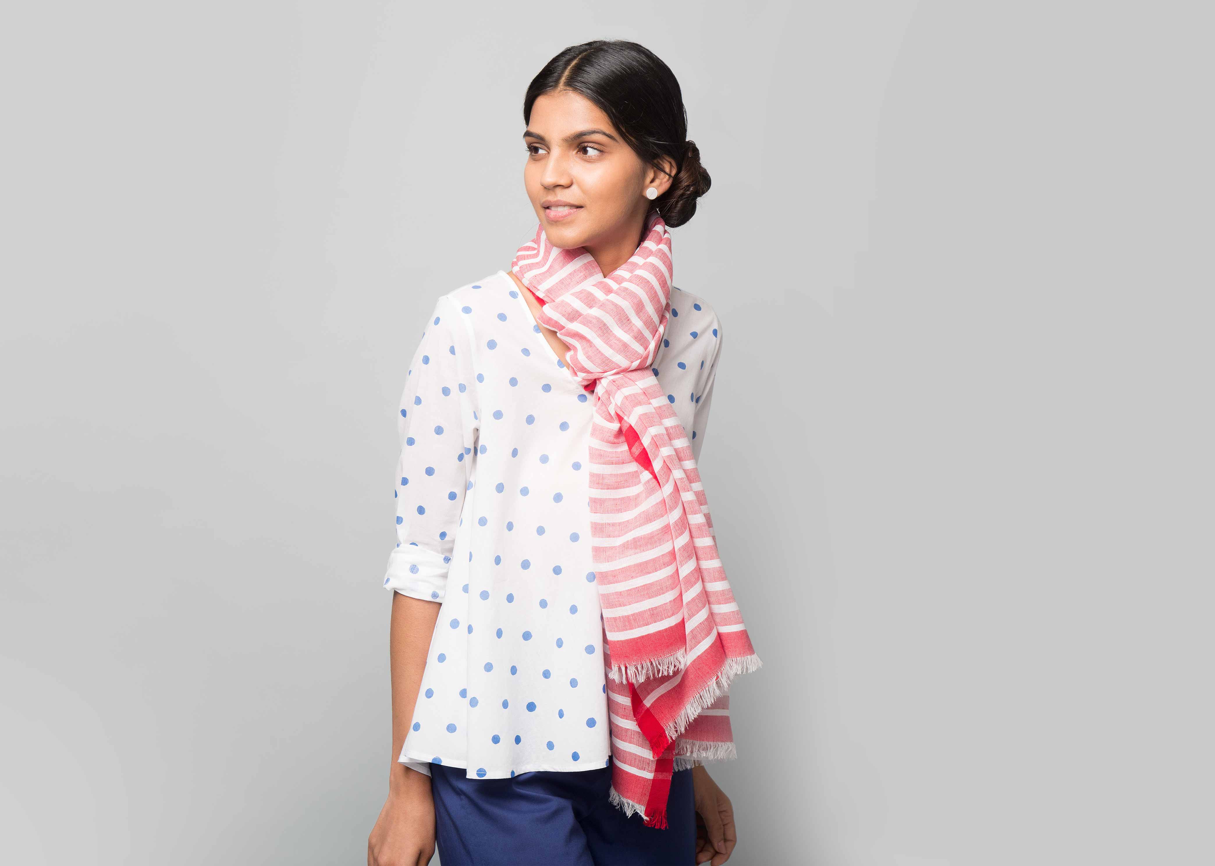Set It Straight Scarf - Red & White