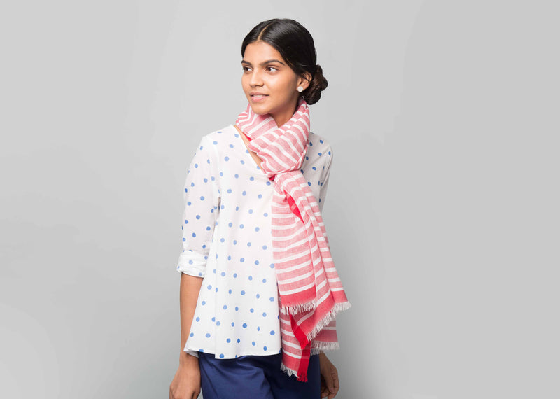 Set It Straight Scarf - Red & White