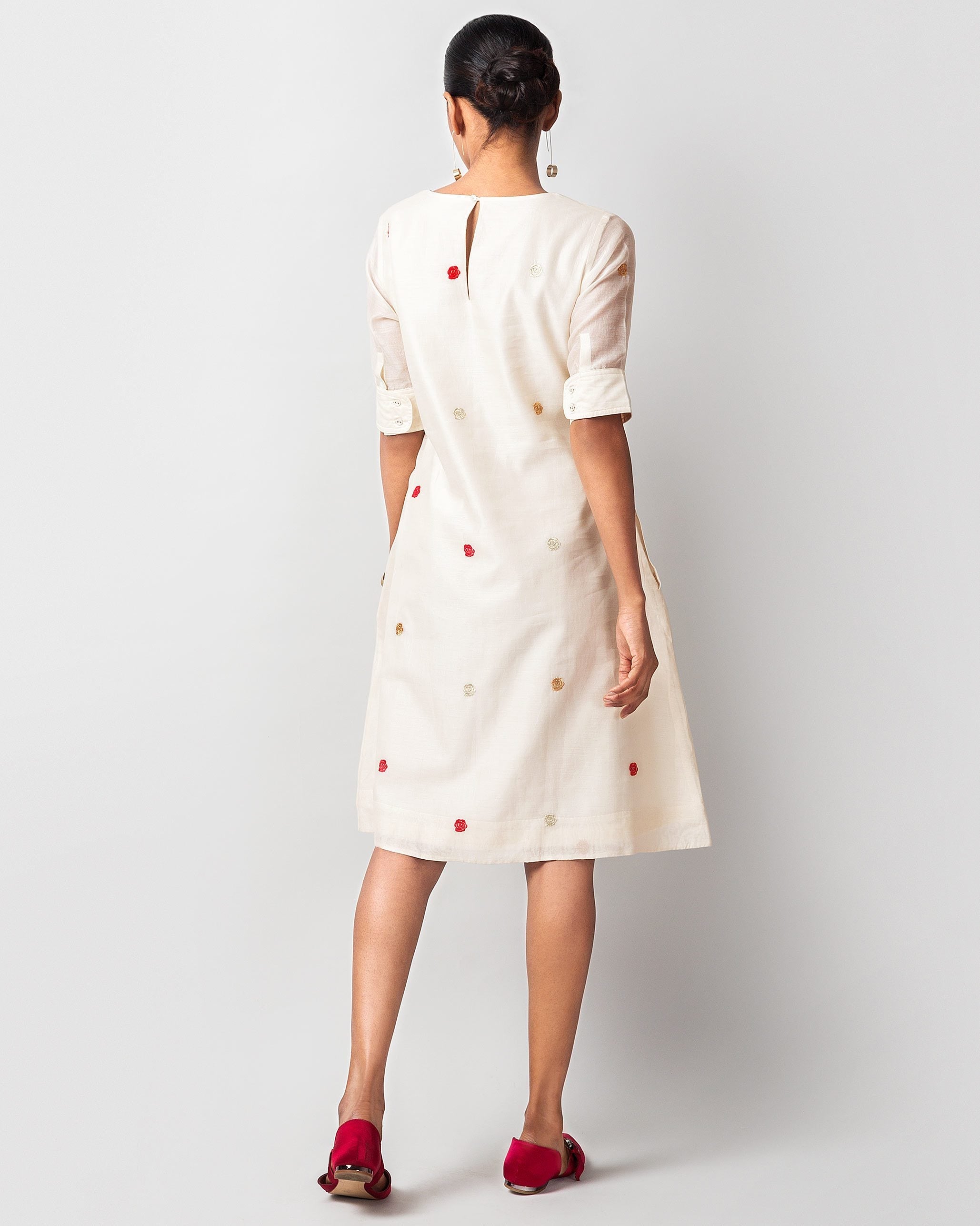 V-Neck Shift Dress - Ivory