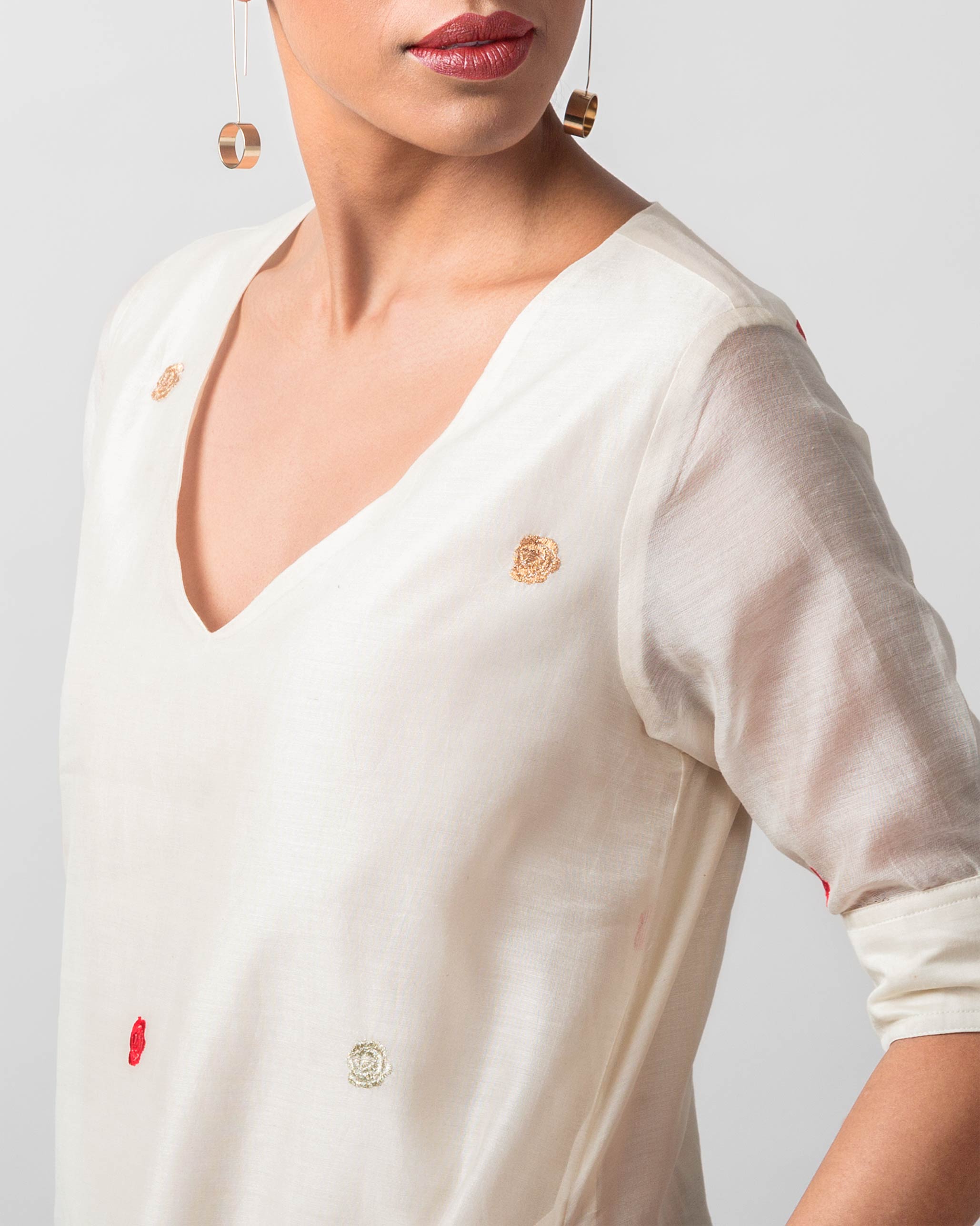 V-Neck Shift Dress - Ivory