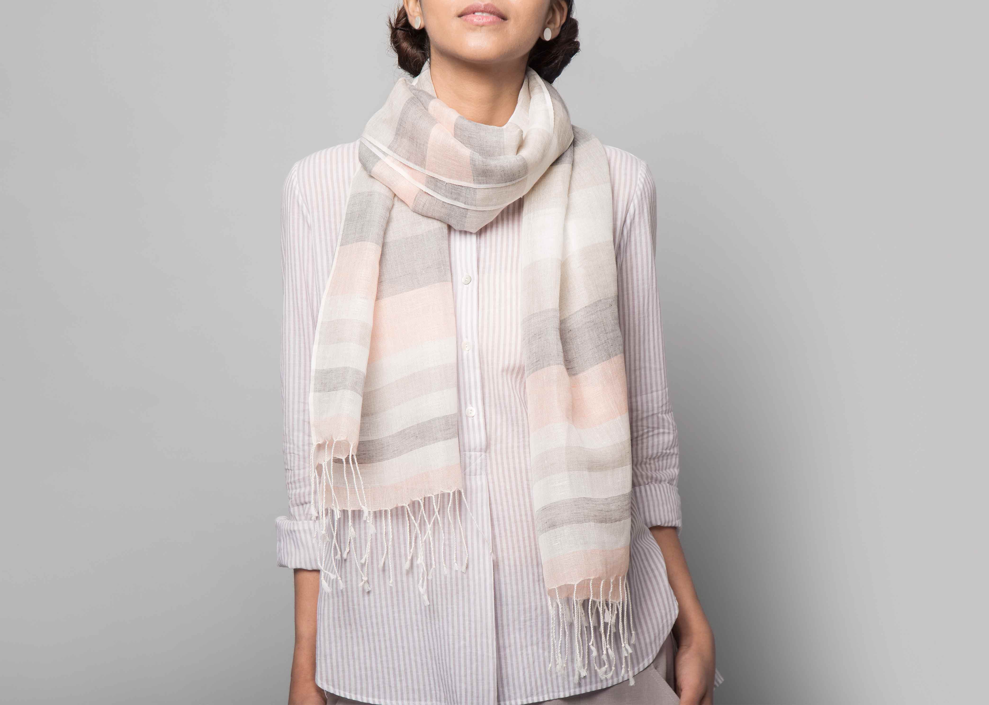 Set It Straight Scarf - Pink & Grey