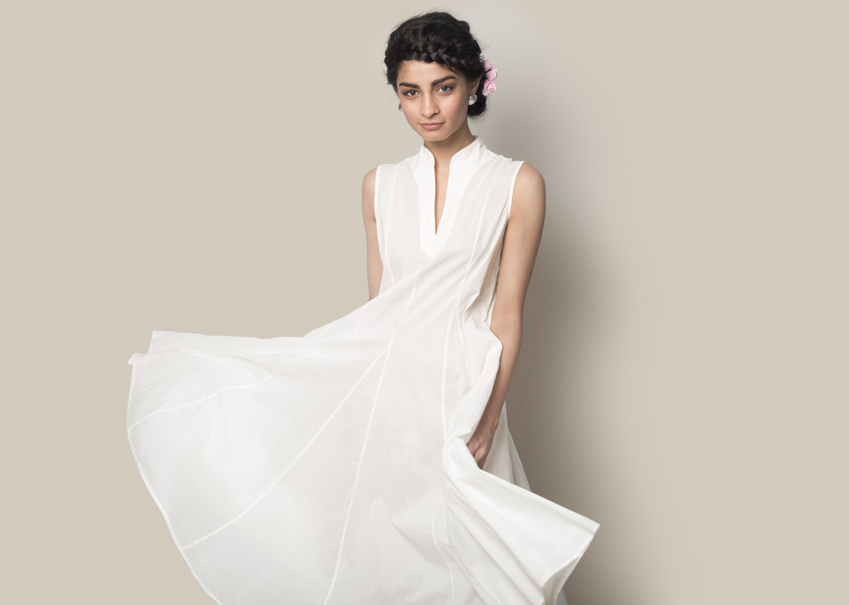Sleeveless Kurta - Ivory