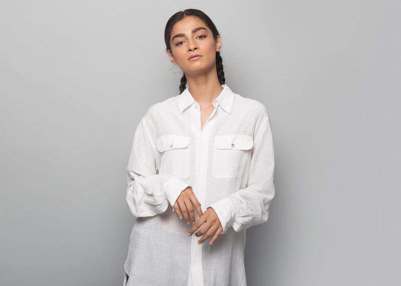 Ukiyo Cotton Silk Shirt - White