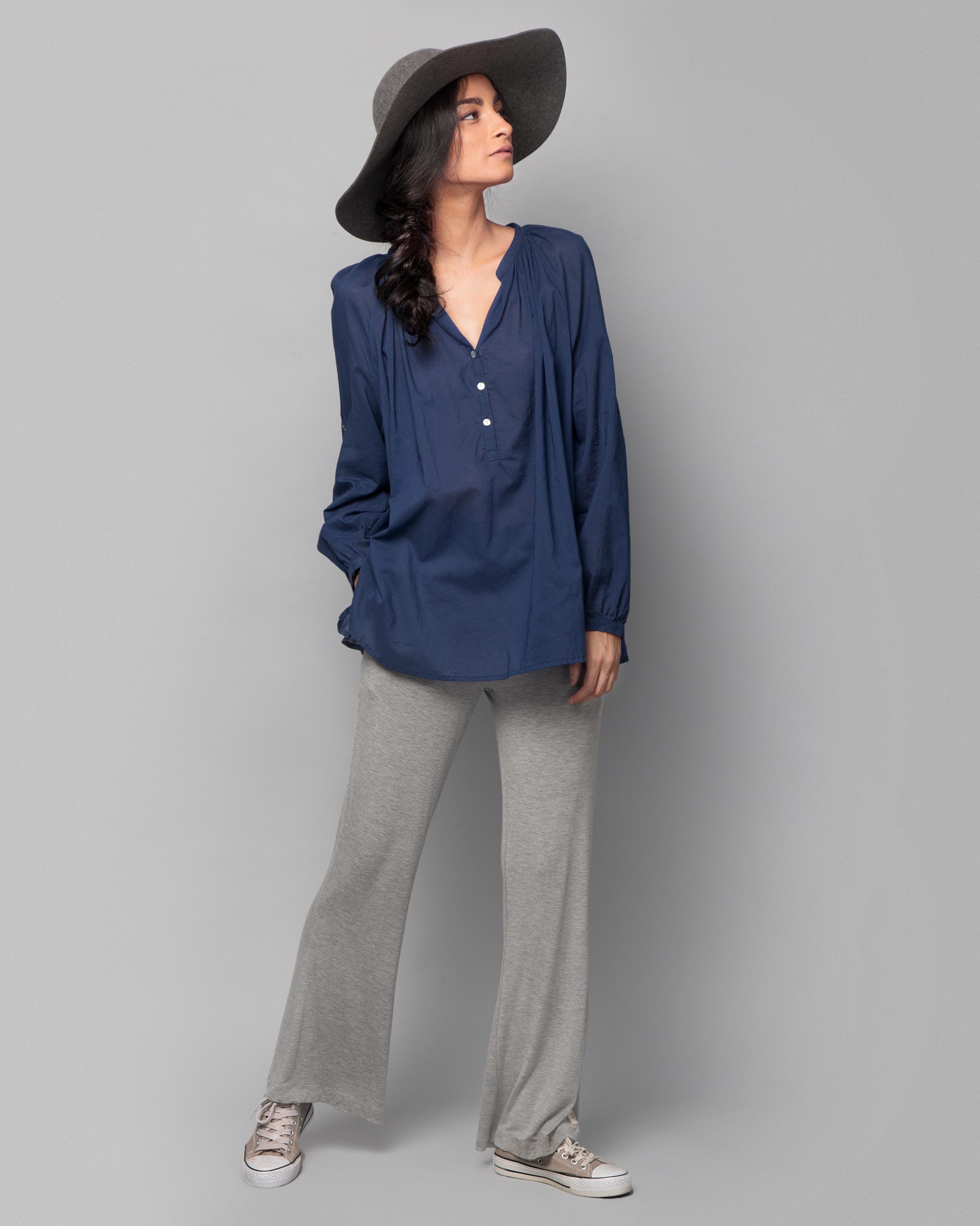Ukiyo Peasant Top - Indigo