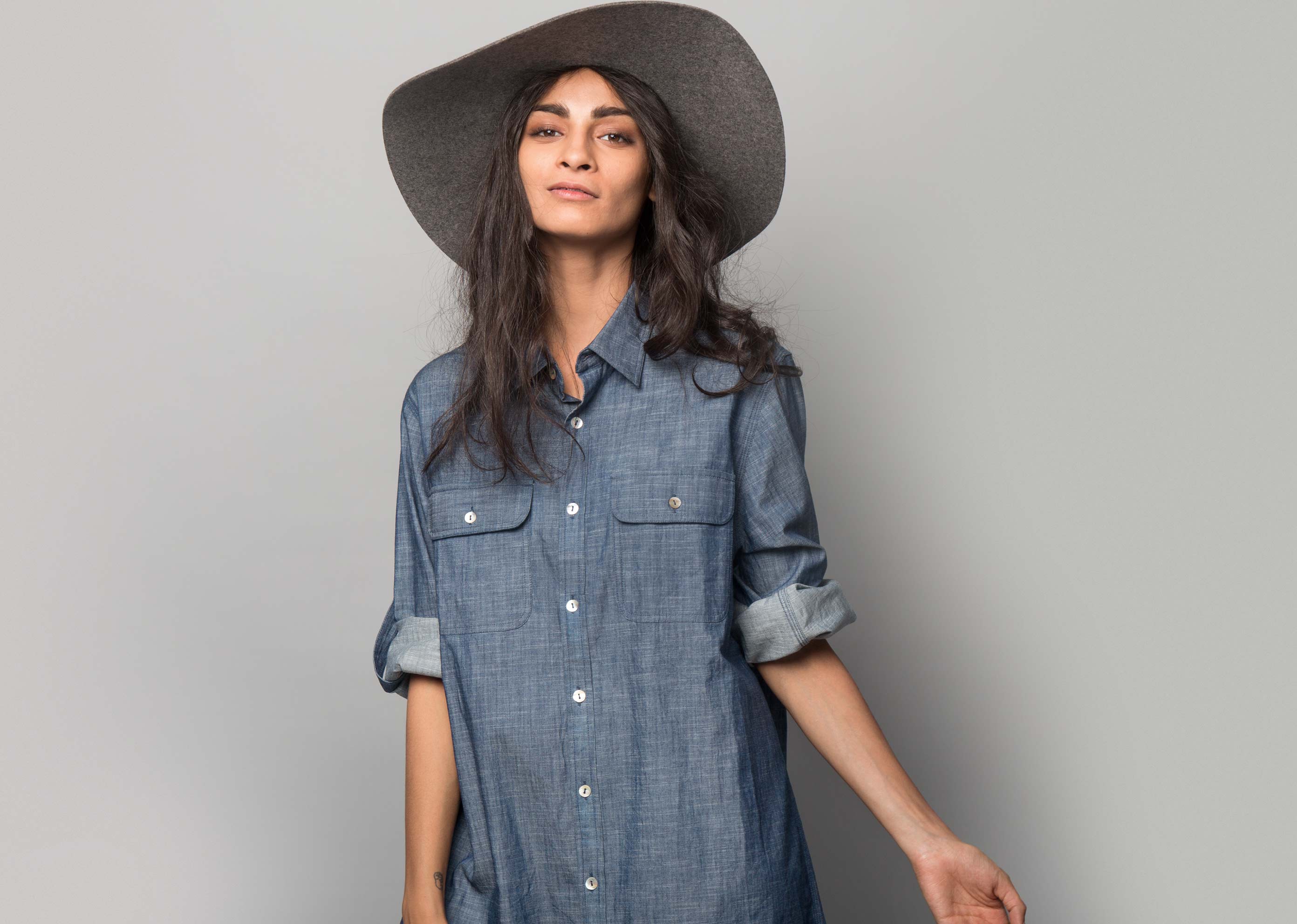 Shibui Chambray Shirt Dress - Indigo