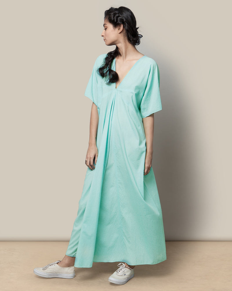 V-Neck Kaftan - Aqua