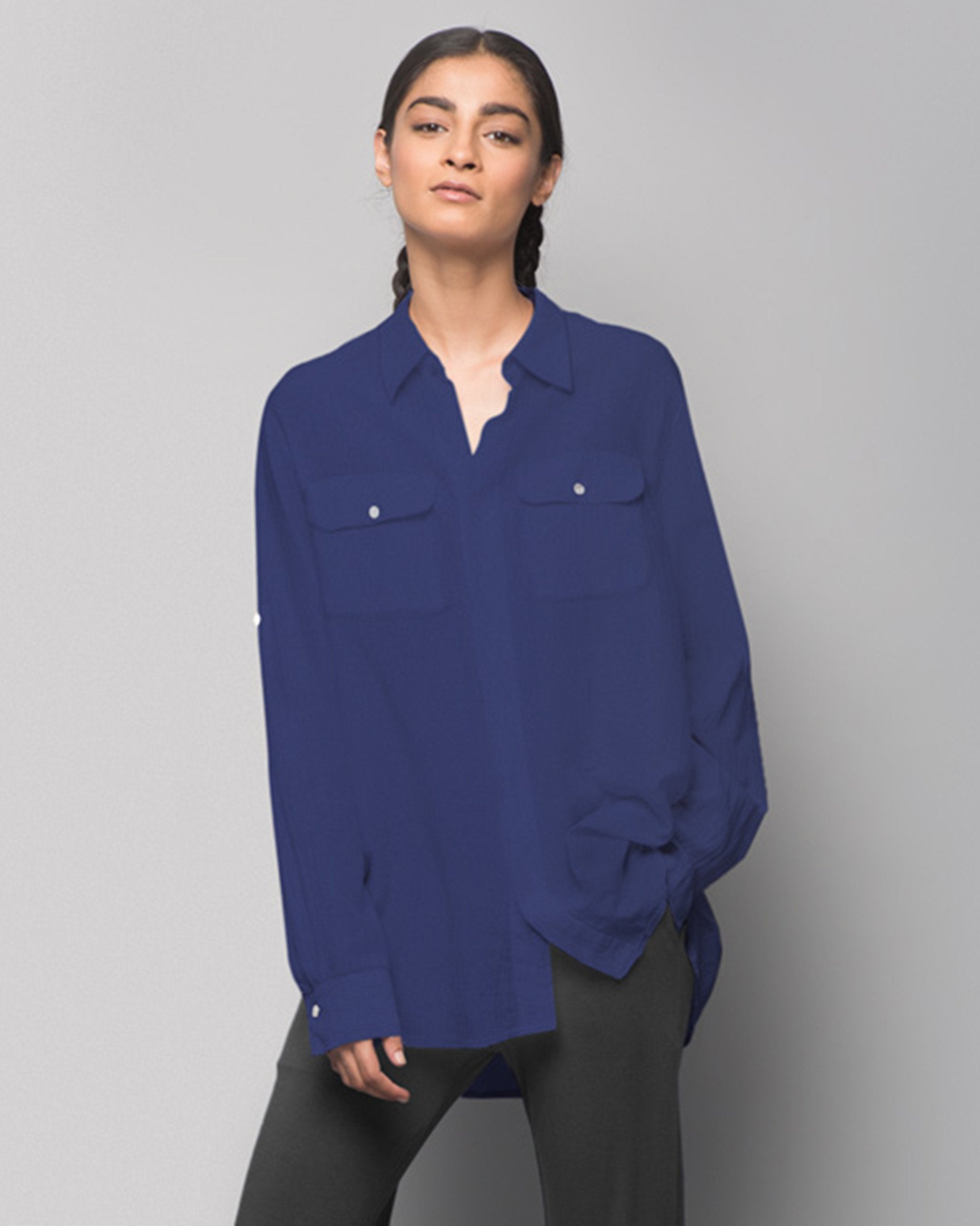 Ukiyo Cotton Silk Shirt - Indigo