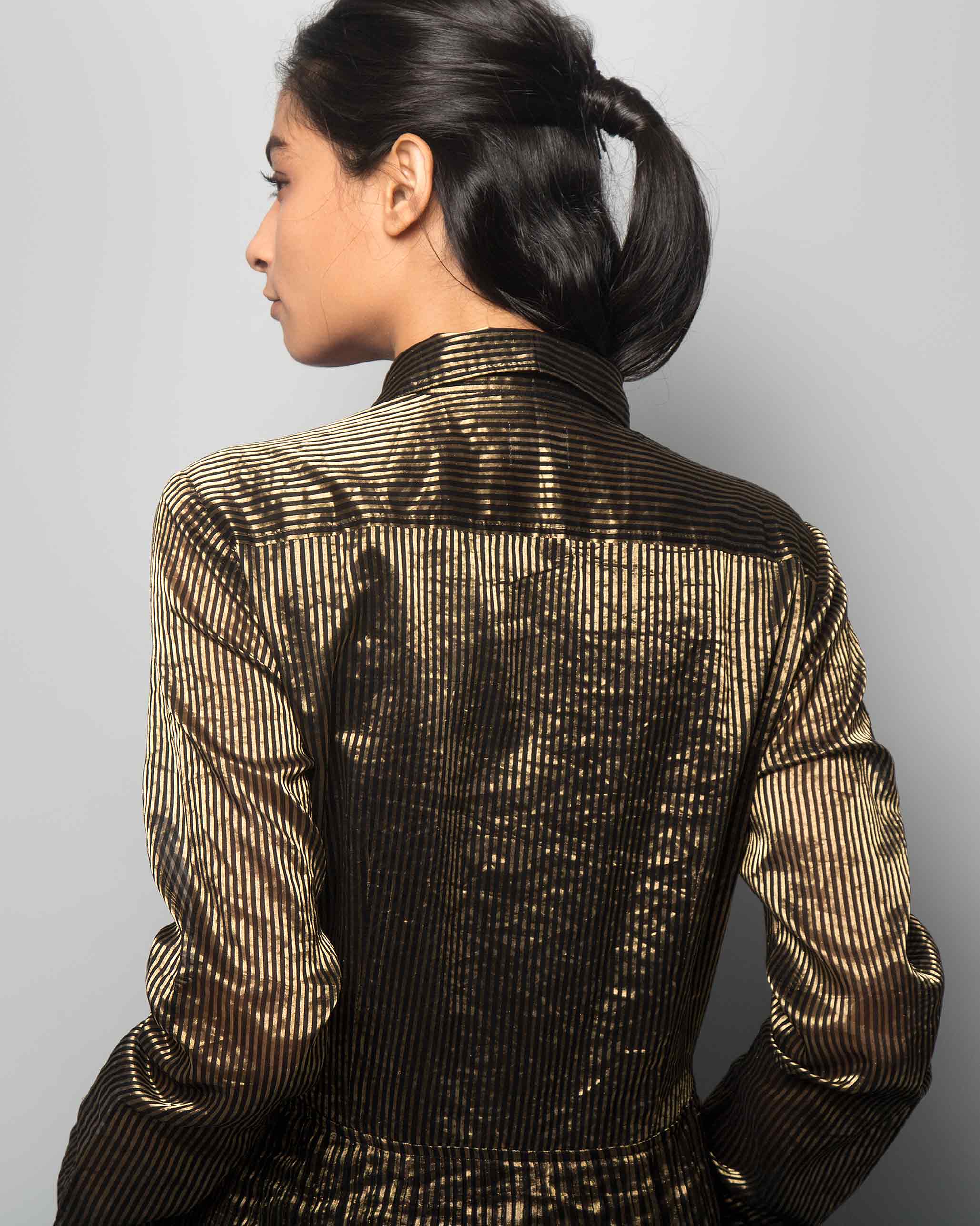 Stella Chanderi Dress - Black & Gold