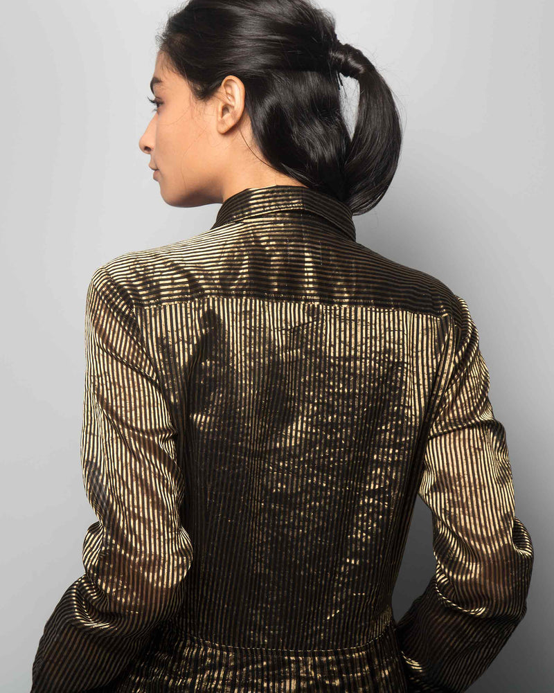 Stella Chanderi Dress - Black & Gold