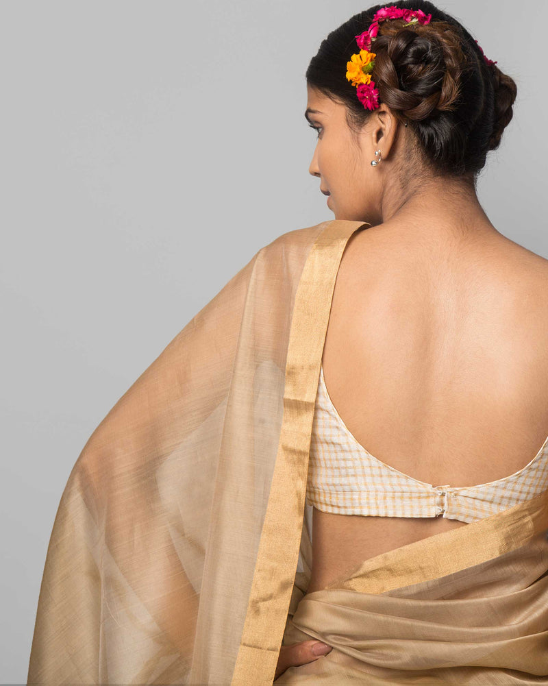 Zareen Chanderi Sari - Beige