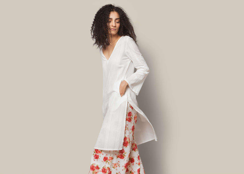 Tie-back Kurta - Ivory