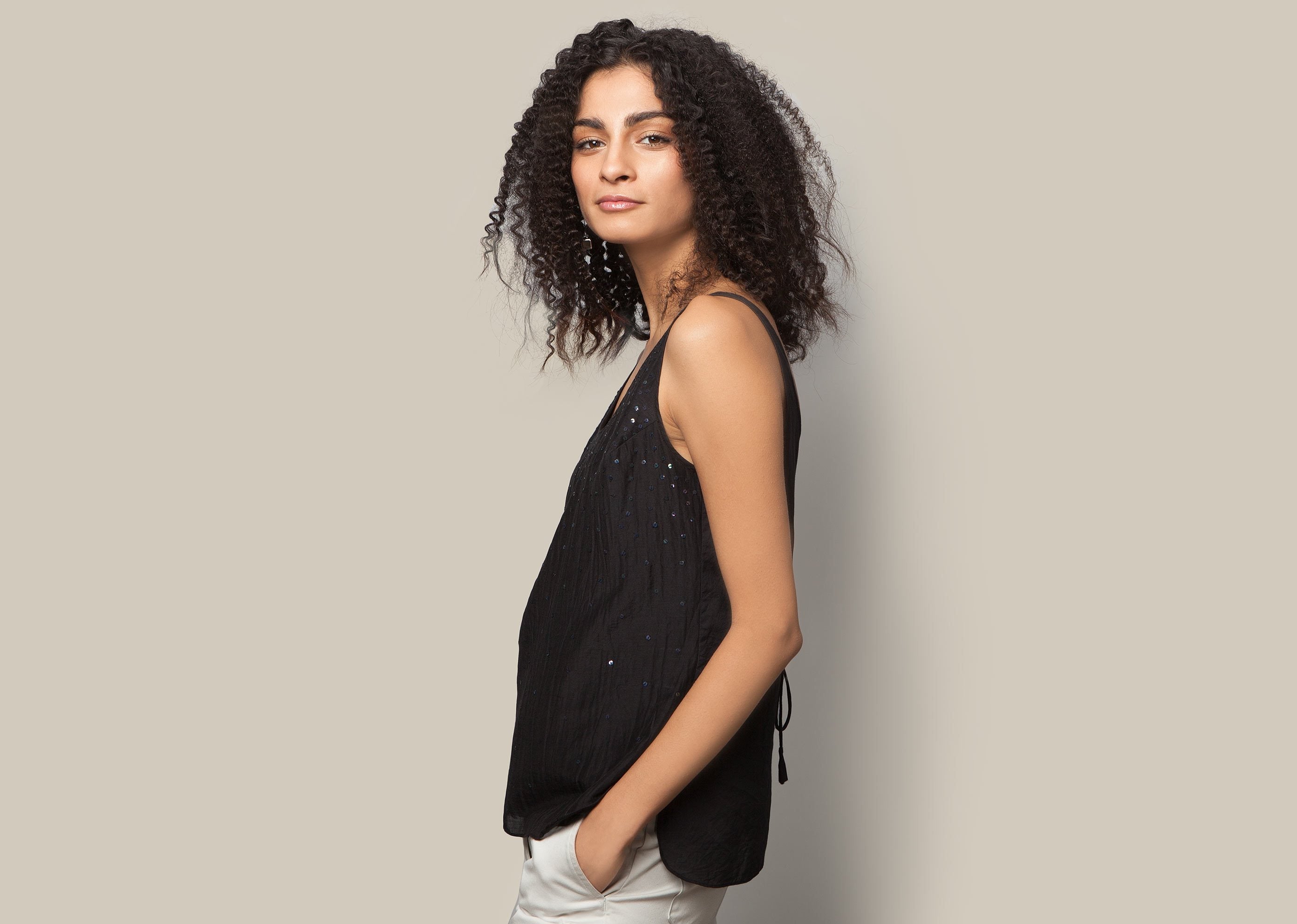 Sequinned Tank - Black