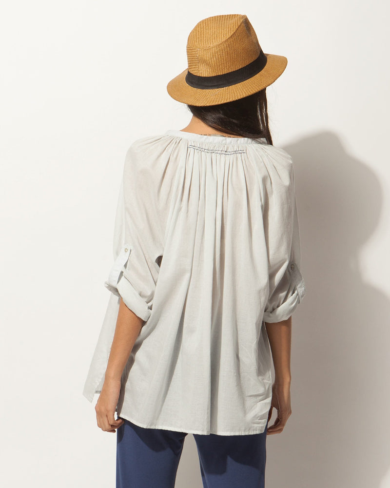 Ukiyo Peasant Top - Soft Grey