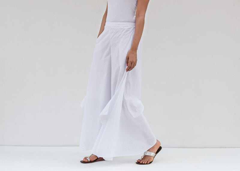 Uneven Hem Pant - White