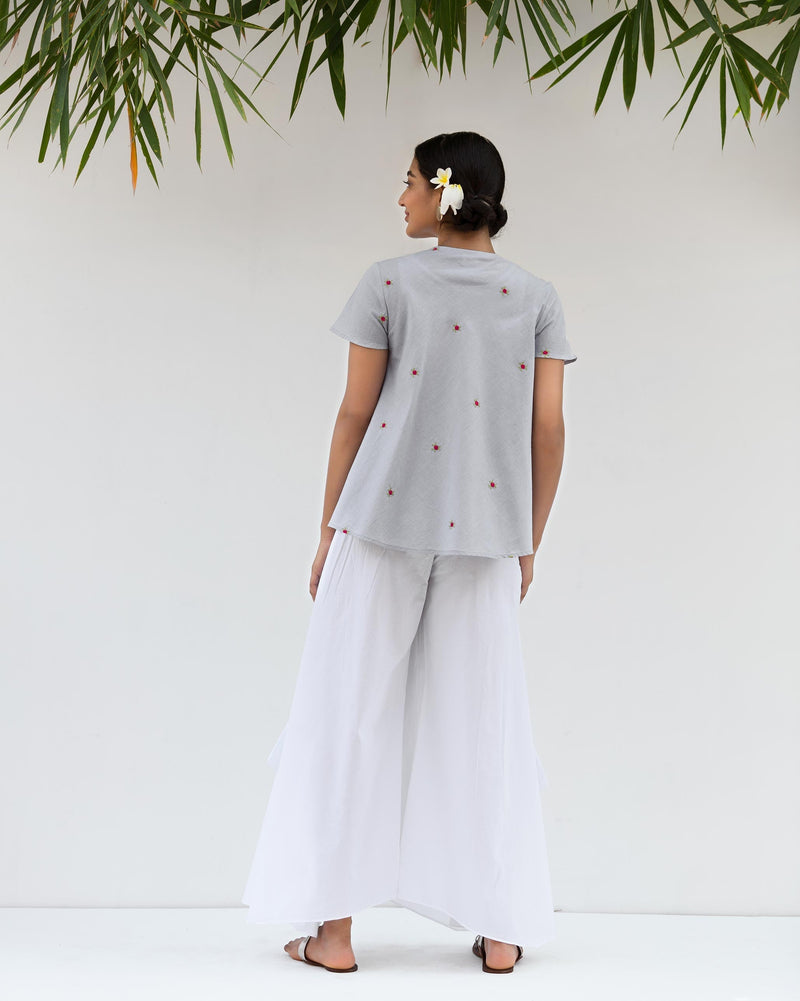 Uneven Hem Pant - White