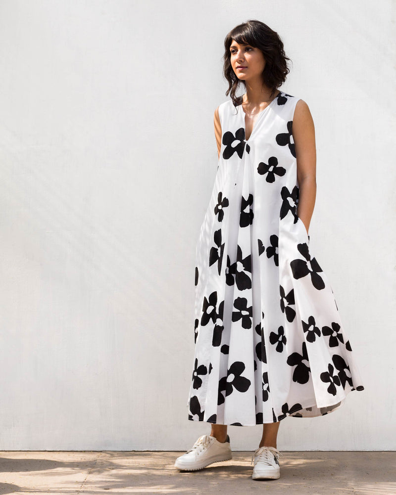 Trapeze Flower Print Dress