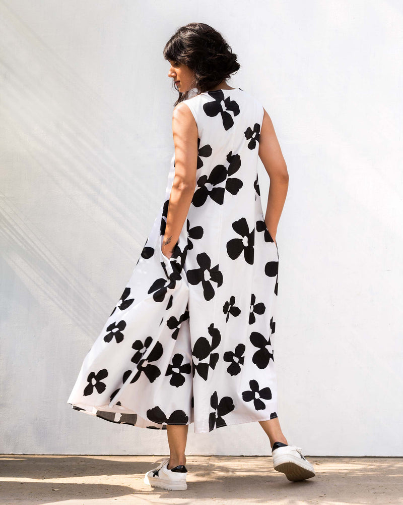 Trapeze Flower Print Dress