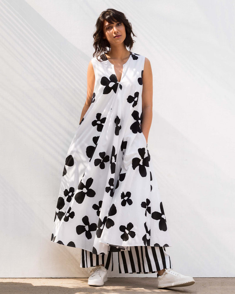Trapeze Flower Print Dress