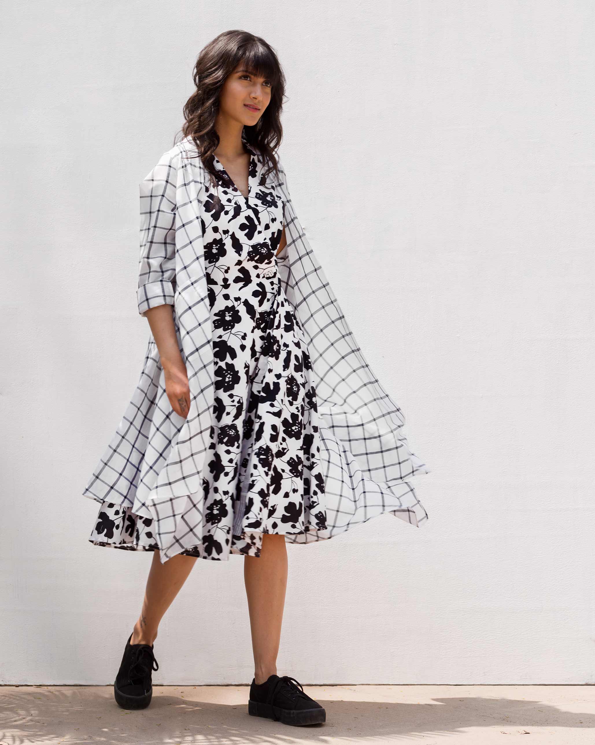 Wrap Dress - Black & White