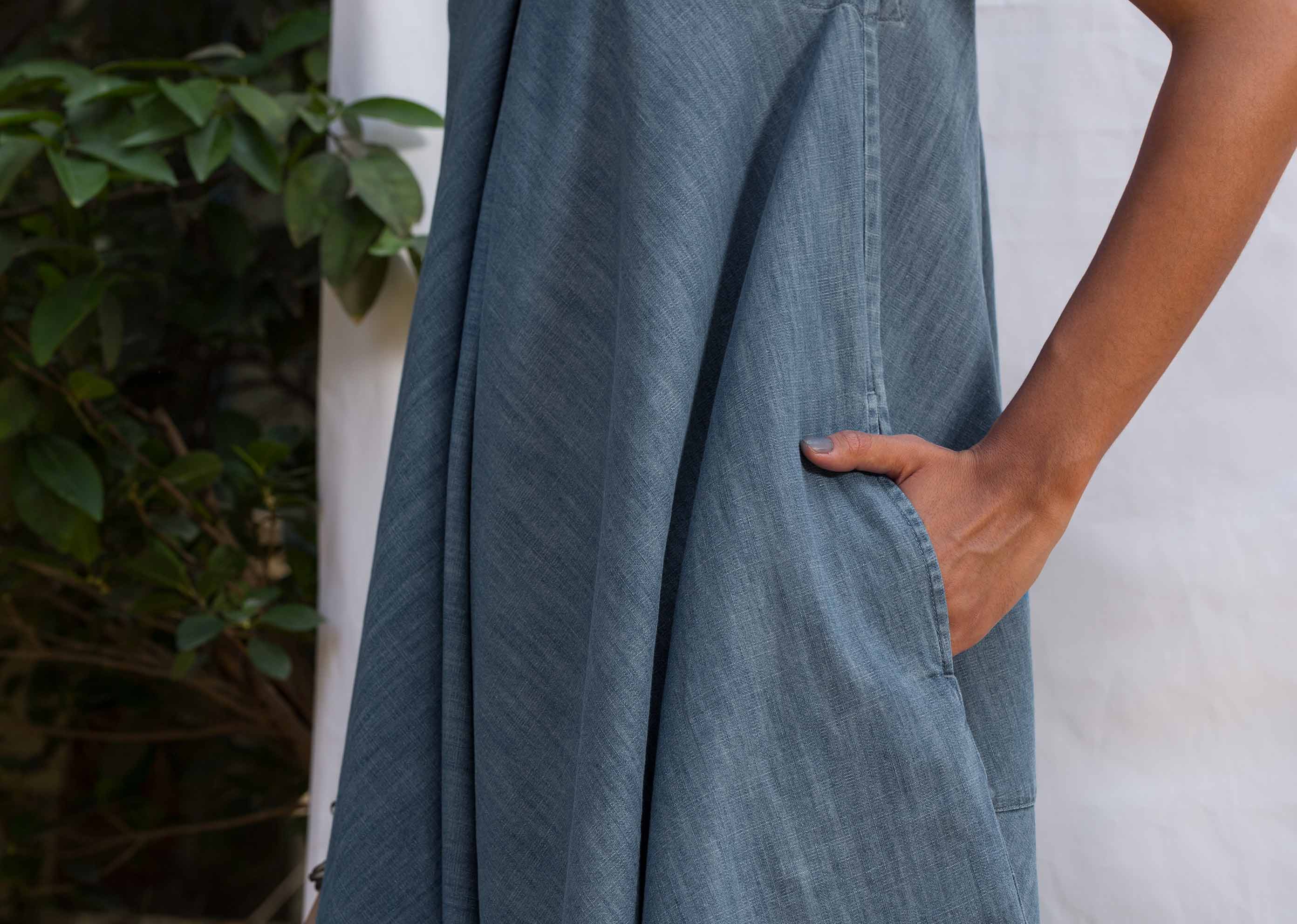 Uneven Denim Hem Jumpsuit