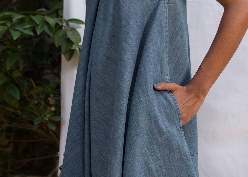 Uneven Denim Hem Jumpsuit
