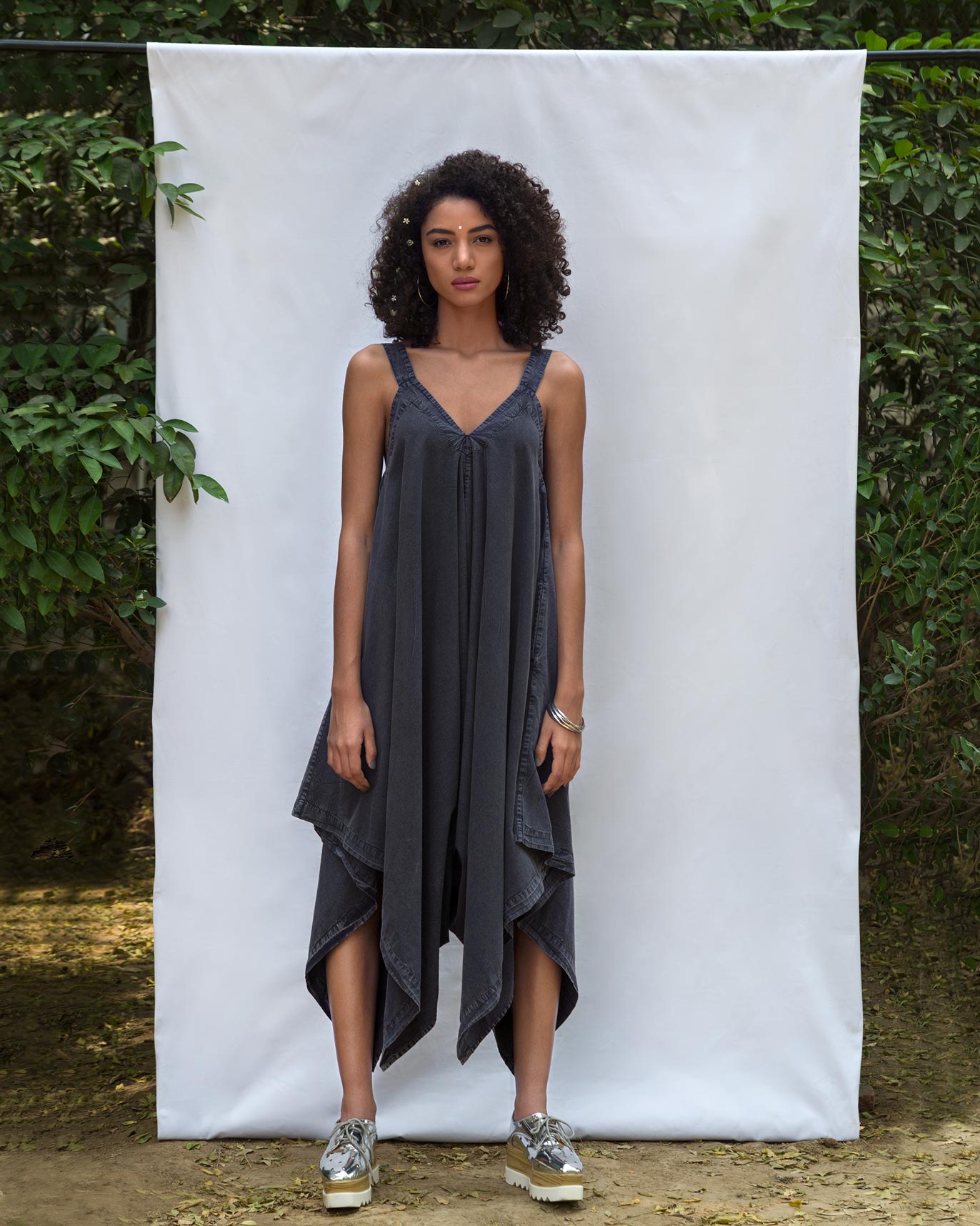 Uneven Poplin Hem Jumpsuit