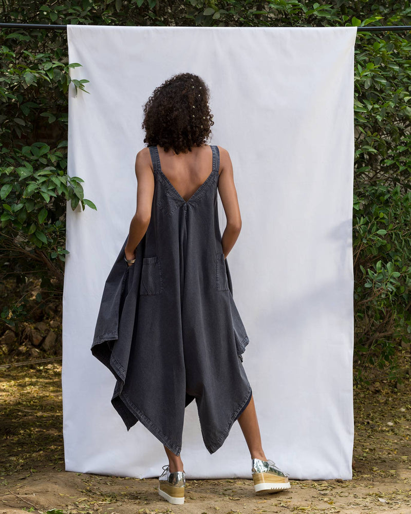 Uneven Poplin Hem Jumpsuit