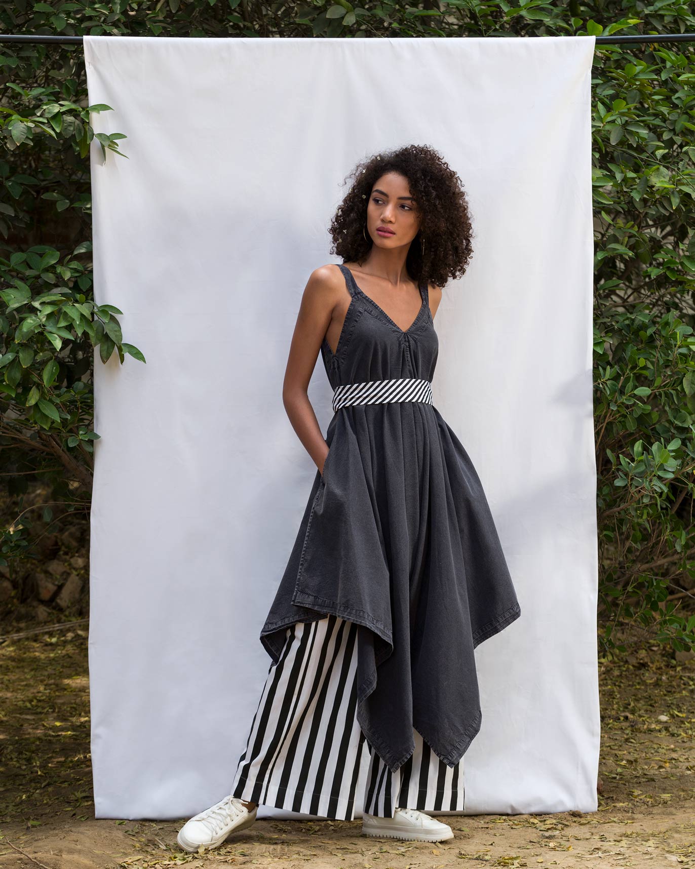 Uneven Poplin Hem Jumpsuit