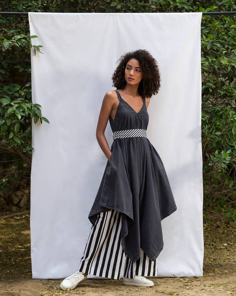Uneven Poplin Hem Jumpsuit