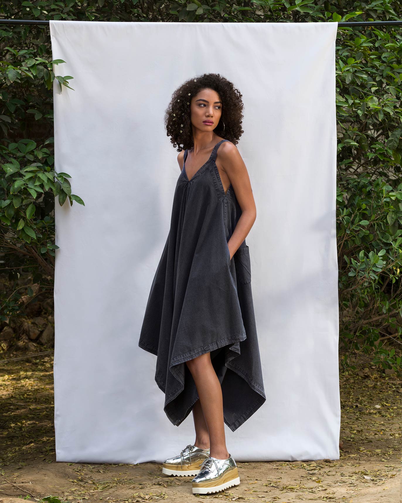 Uneven Poplin Hem Jumpsuit