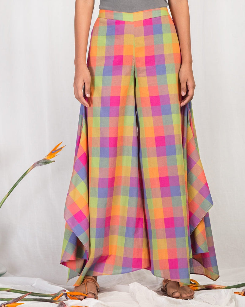 Uneven Hem Pant - Multi Checks