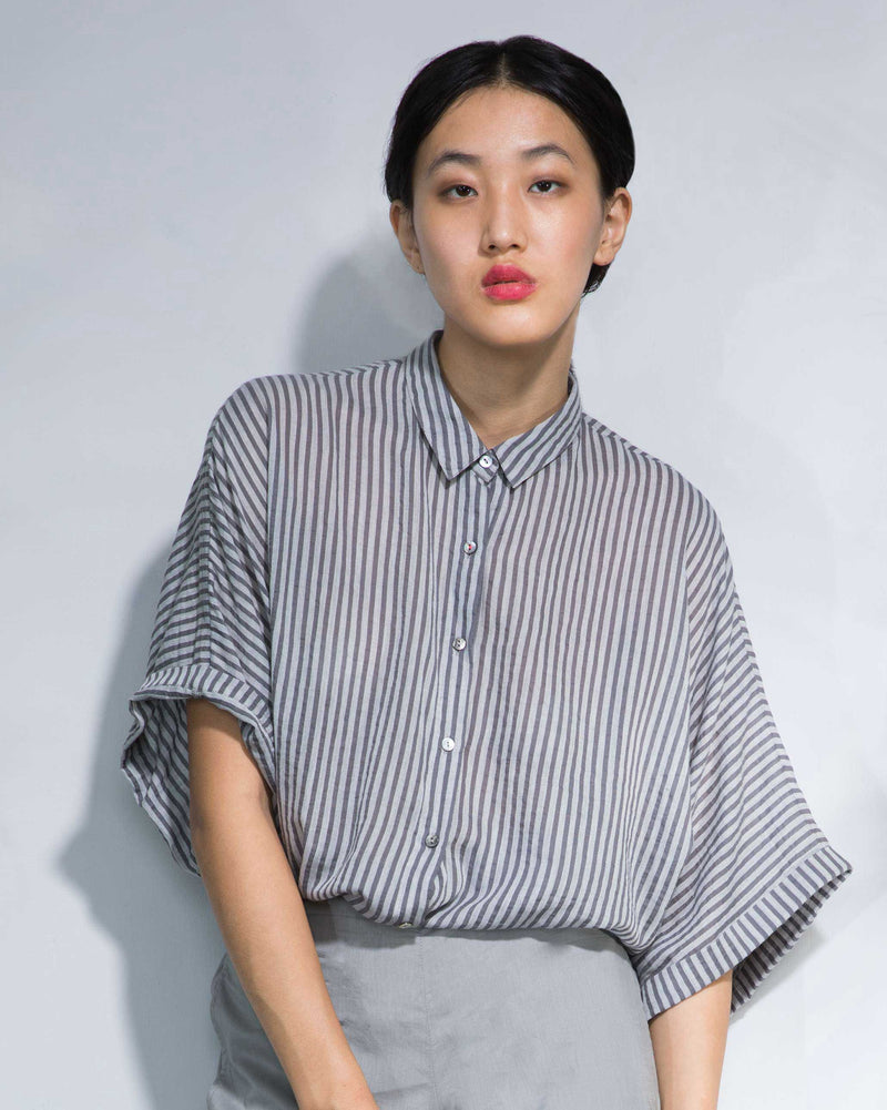 Stripe Knot Top - Grey