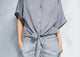 Stripe Knot Top - Grey