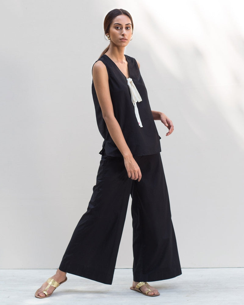 Twill Tie Top - Black