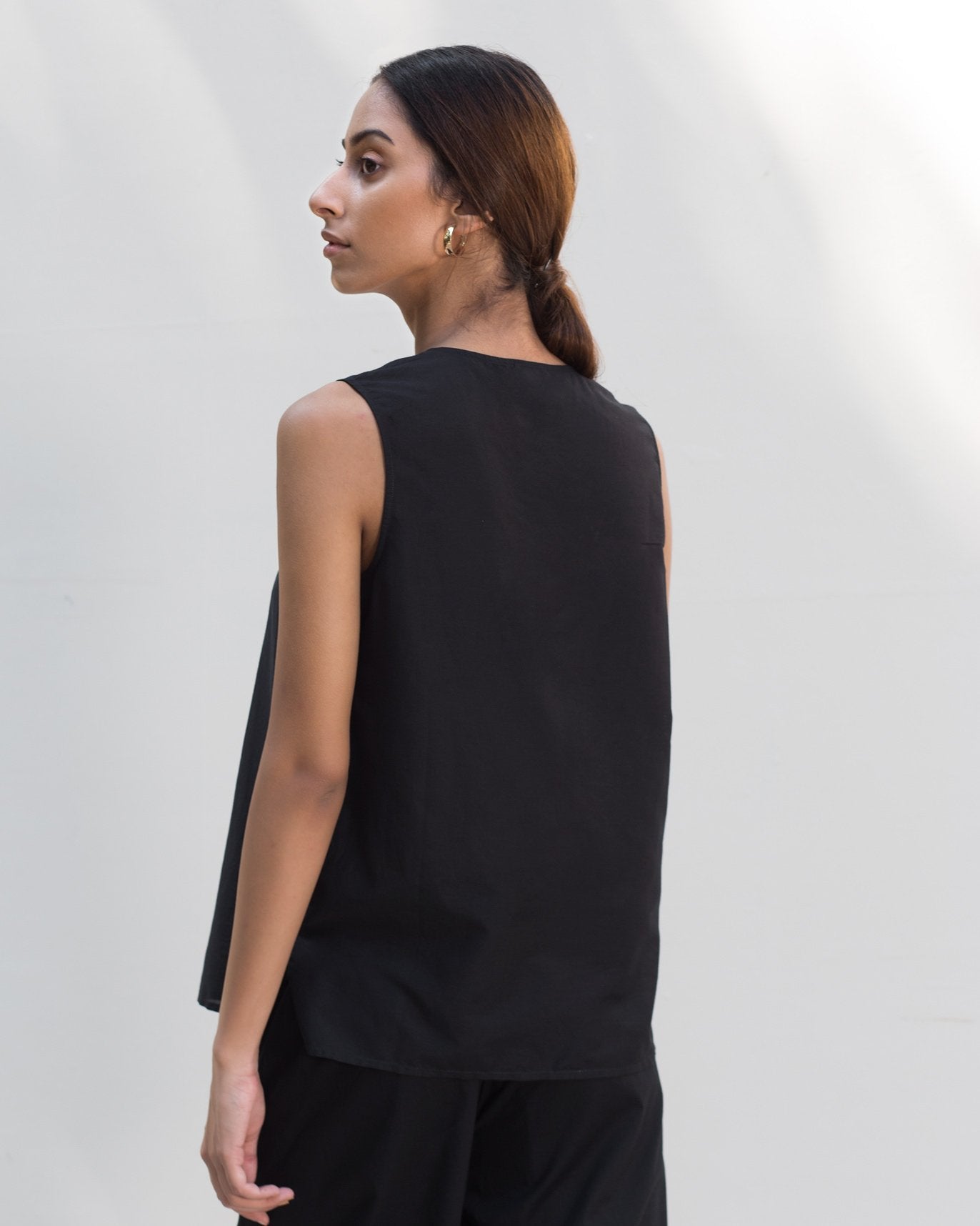 Twill Tie Top - Black