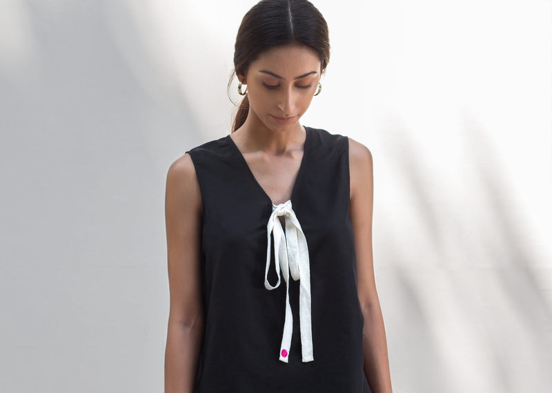 Twill Tie Top - Black