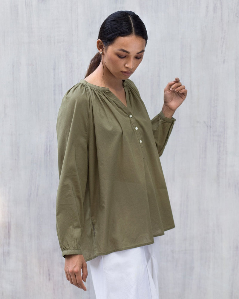 Ukiyo Peasant Top - Green