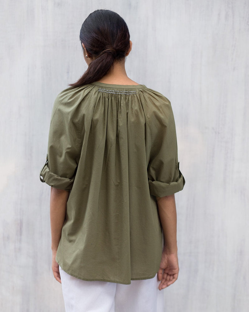 Ukiyo Peasant Top - Green