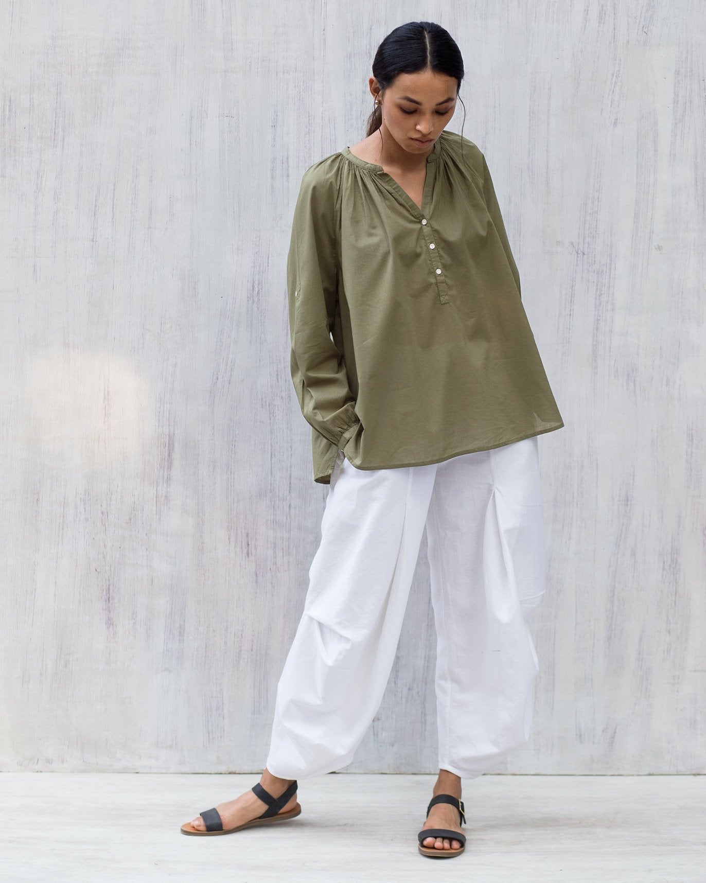 Ukiyo Peasant Top - Green