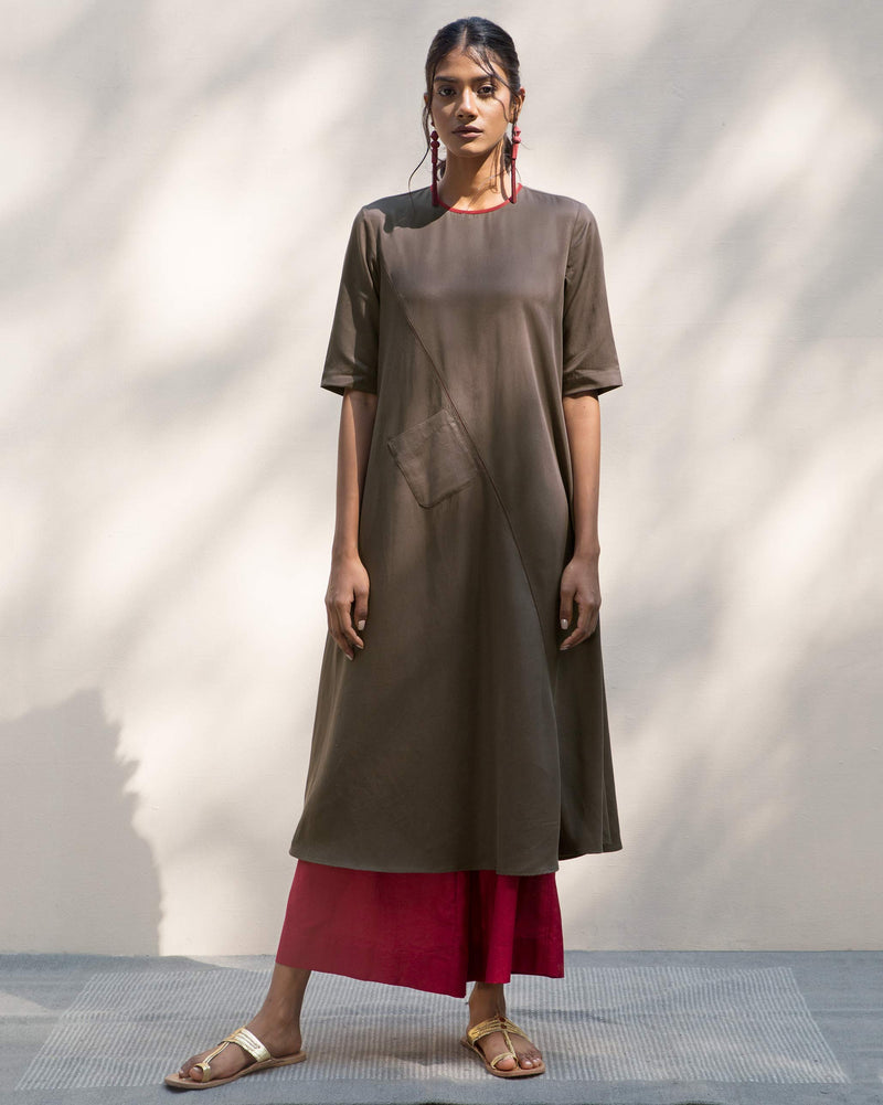 Side Band Kurta - Charcoal