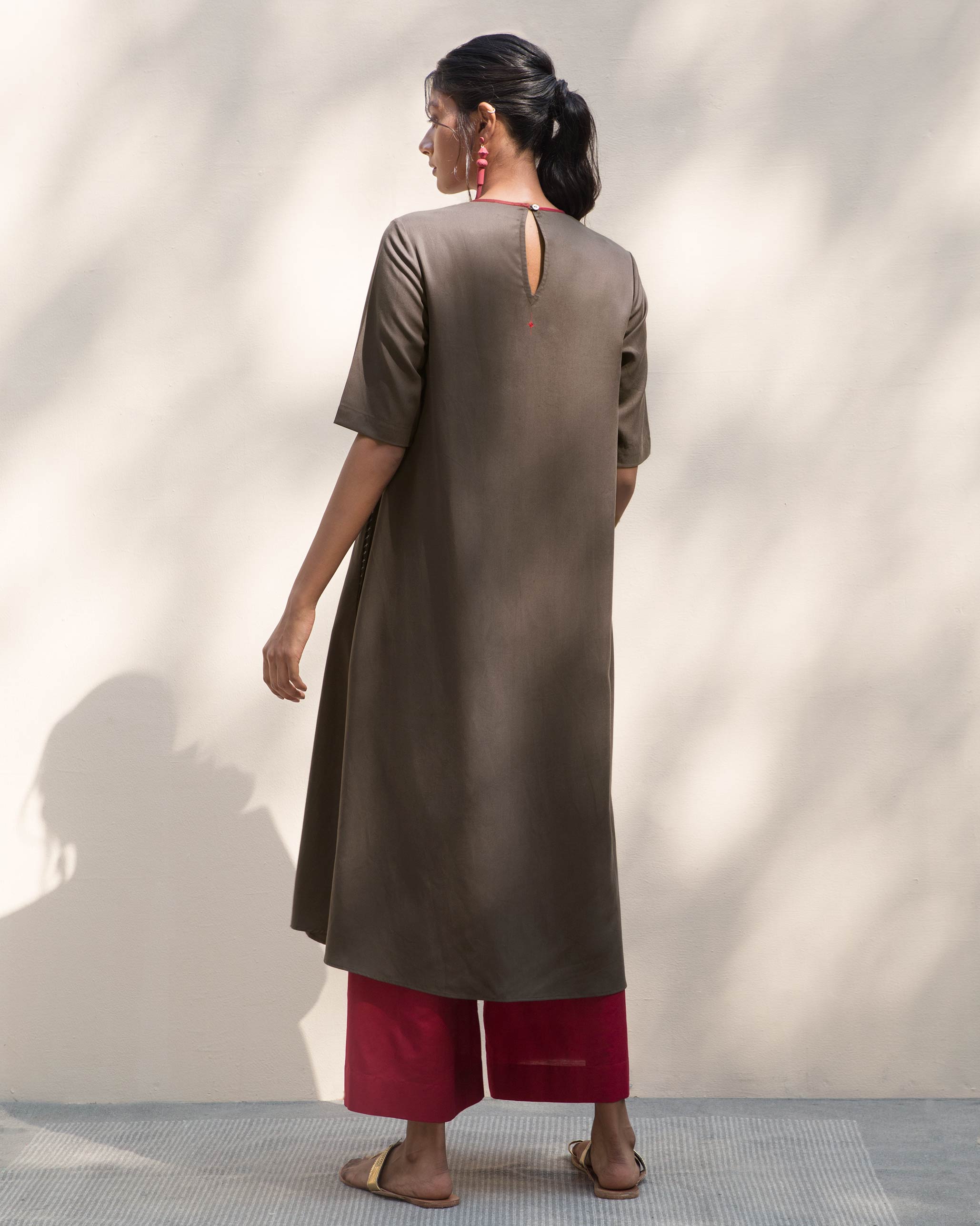 Side Band Kurta - Charcoal