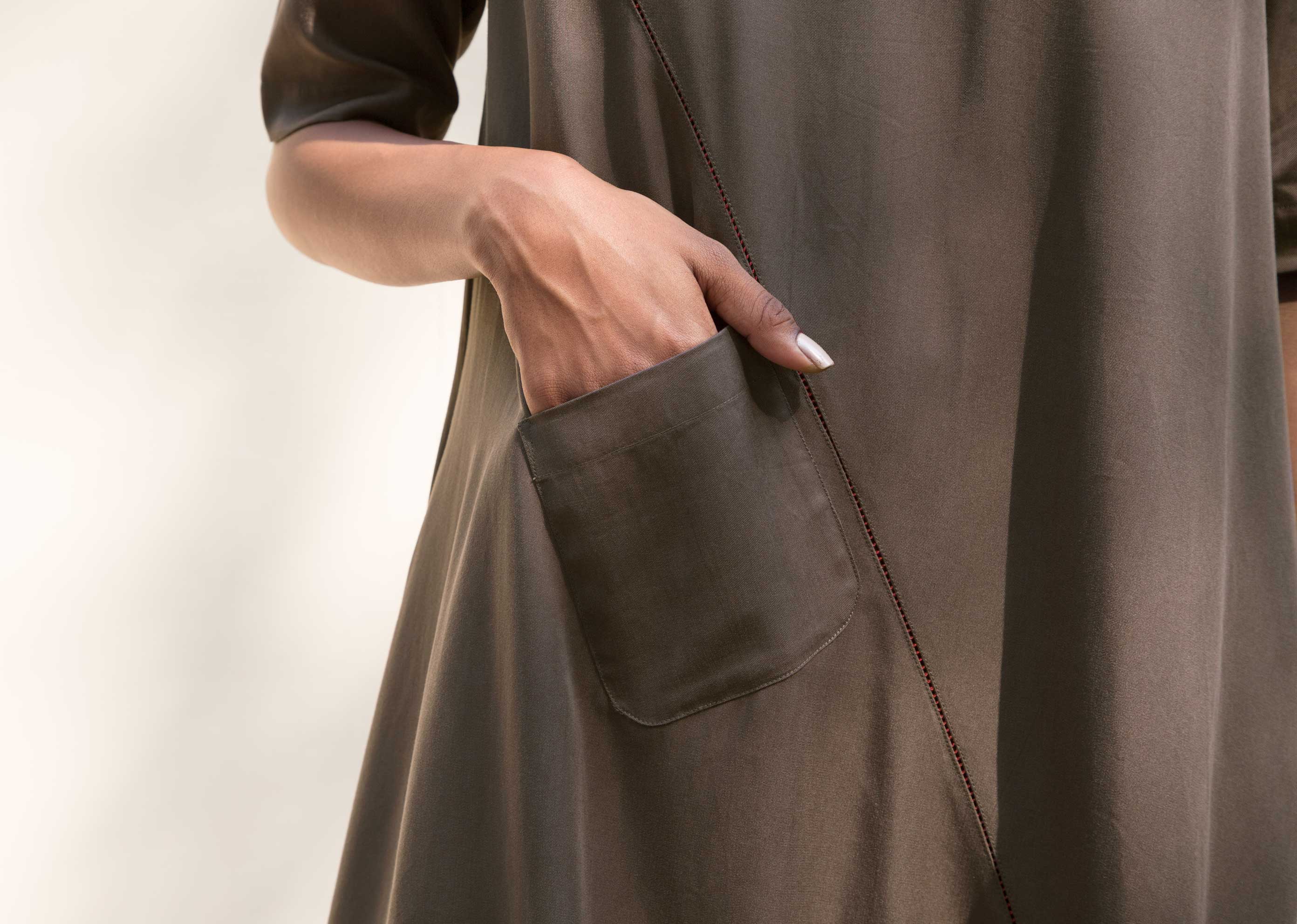 Side Band Kurta - Charcoal