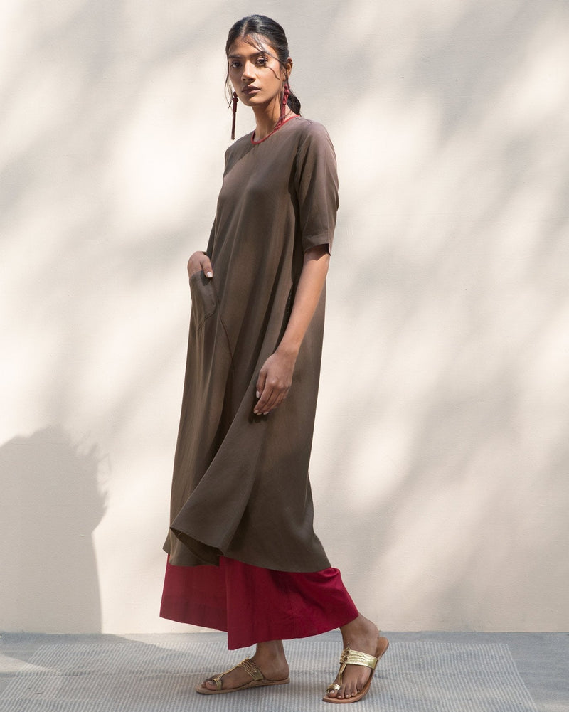 Side Band Kurta - Charcoal