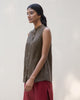 Sleeveless Band Collar Top - Charcoal