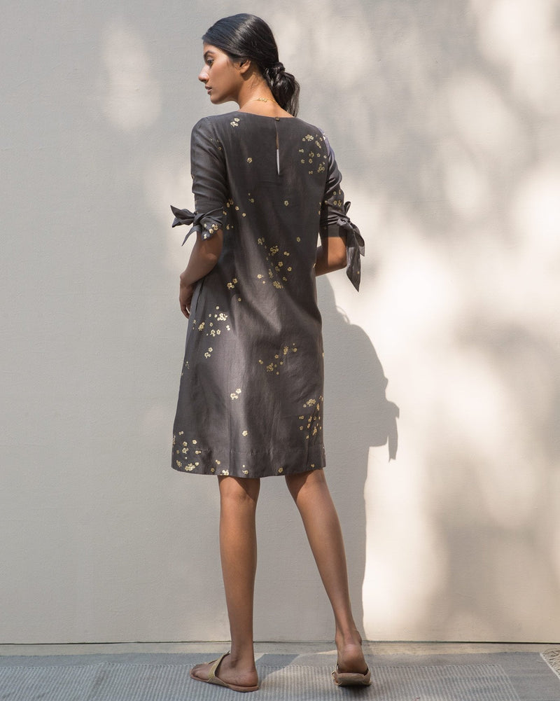 V-Neck Shift Dress - Charcoal